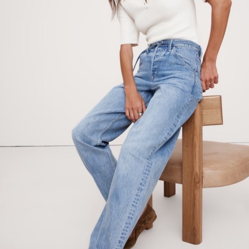 Banana Republic Light Blue High-Rise Bow Jeans